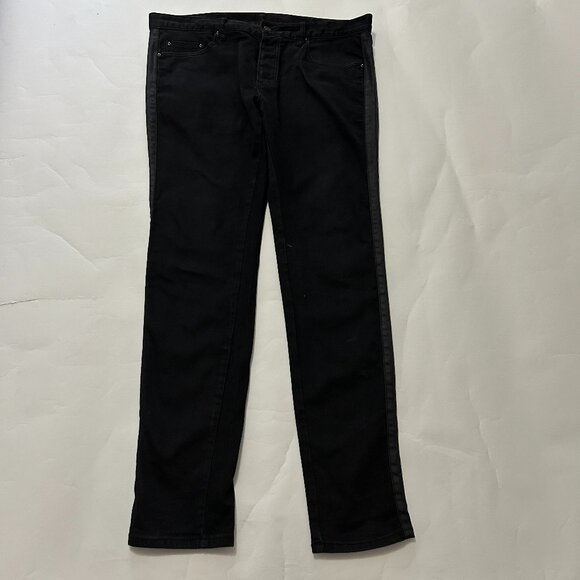 mnml Black Button Fly Jeans Men's Size 38 Straight Leg side trim stretch - Picture 1 of 14